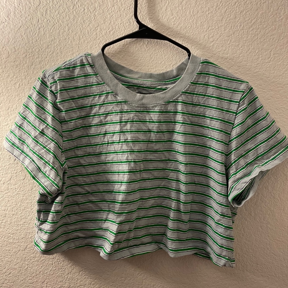 striped urban outfitters t shirt cropped
